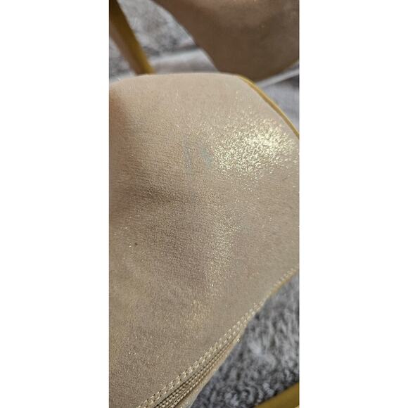 Gold Metallic Shimmer Round Toe Platform‎ High Heels Stiletto Heels Booties 9.5 - Picture 2 of 8